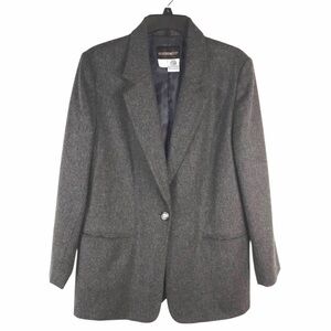 Vintage Gray Pure Wool Boyfriend Jacket Blazer, Size 12
